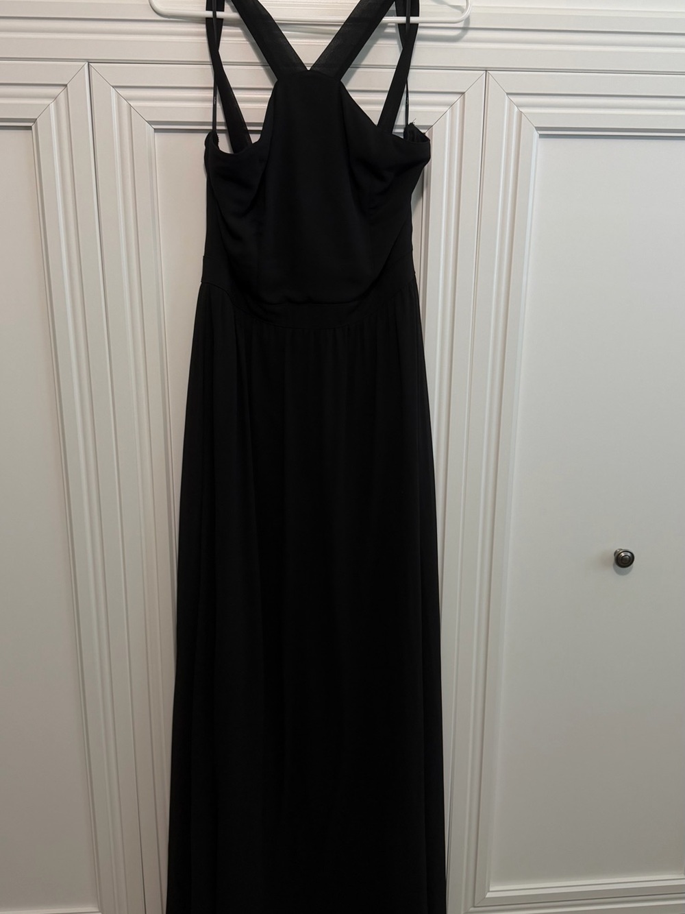 Lulu's Black Cross-Neck Maxi Dress